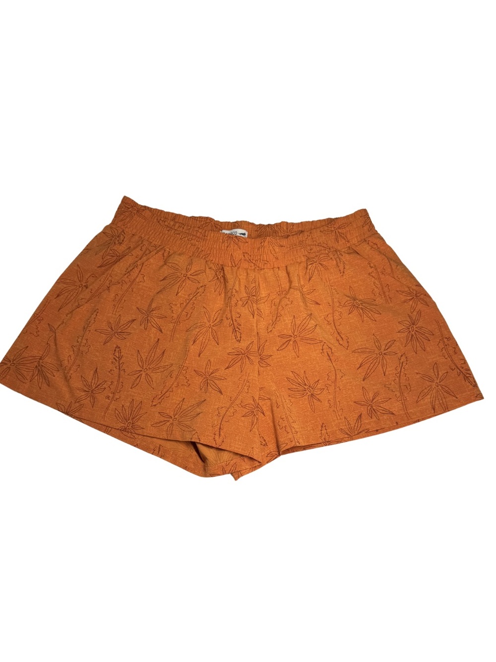 Toad&Co Burnt Orange Floral Elastic Waist Shorts M pockets casual athletic